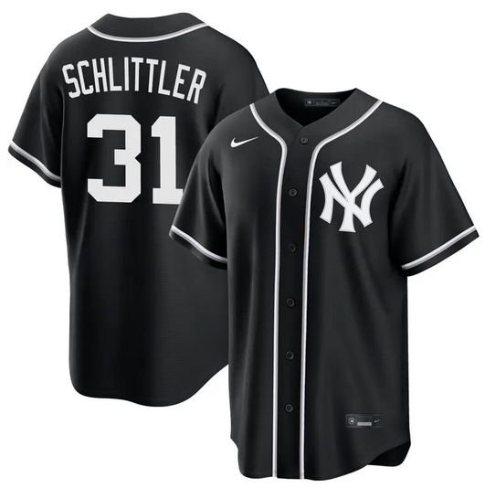 Men's New York Yankees #31 Cam Schlittler 2026 Fashion Replica Black Out Stitched Baseball Jersey Men's New York Yankees #31 Cam Schlittler 2026 Fashion Replica Black Out Stitched Baseball Jersey